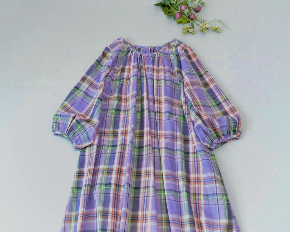 コットン100％ポケット付きシンプルなチェック大人可愛いワンピース♪_画像1