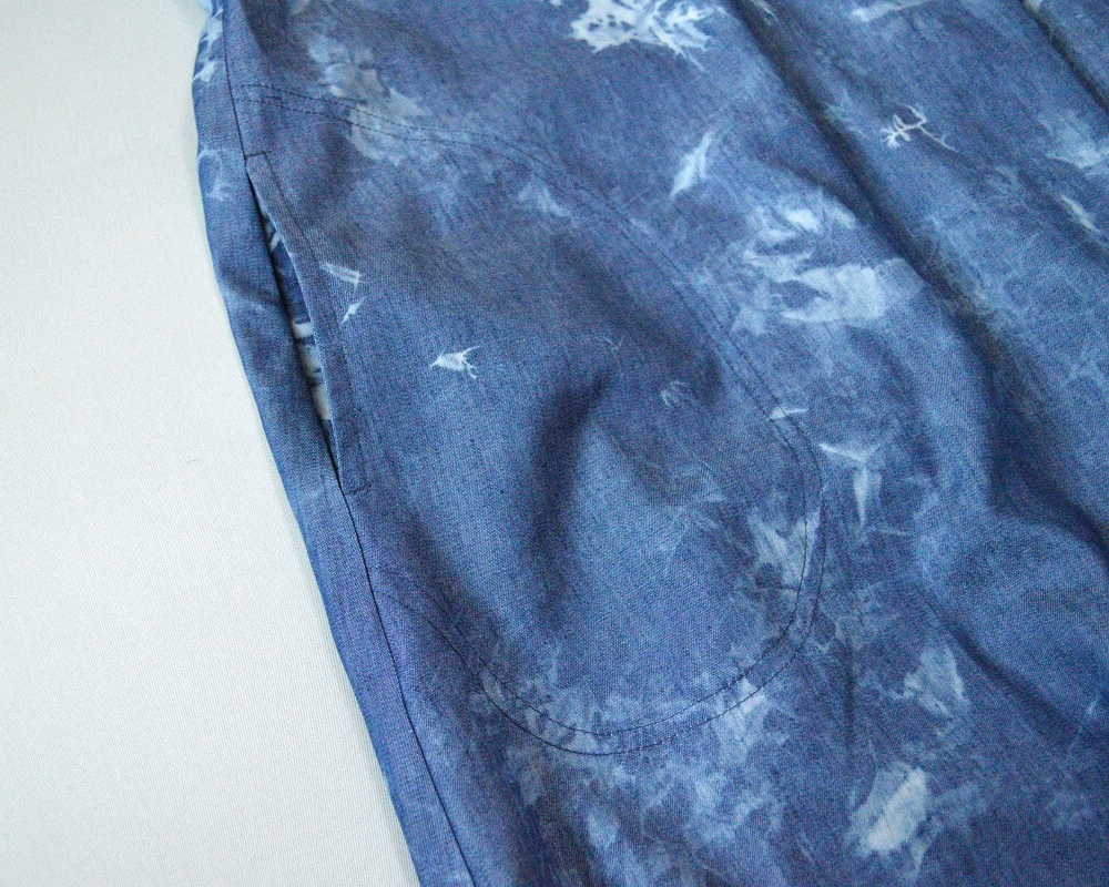 コットン100%絞り染プリント薄地ポケット付き大人可愛い八分袖ワンピース♪_画像7