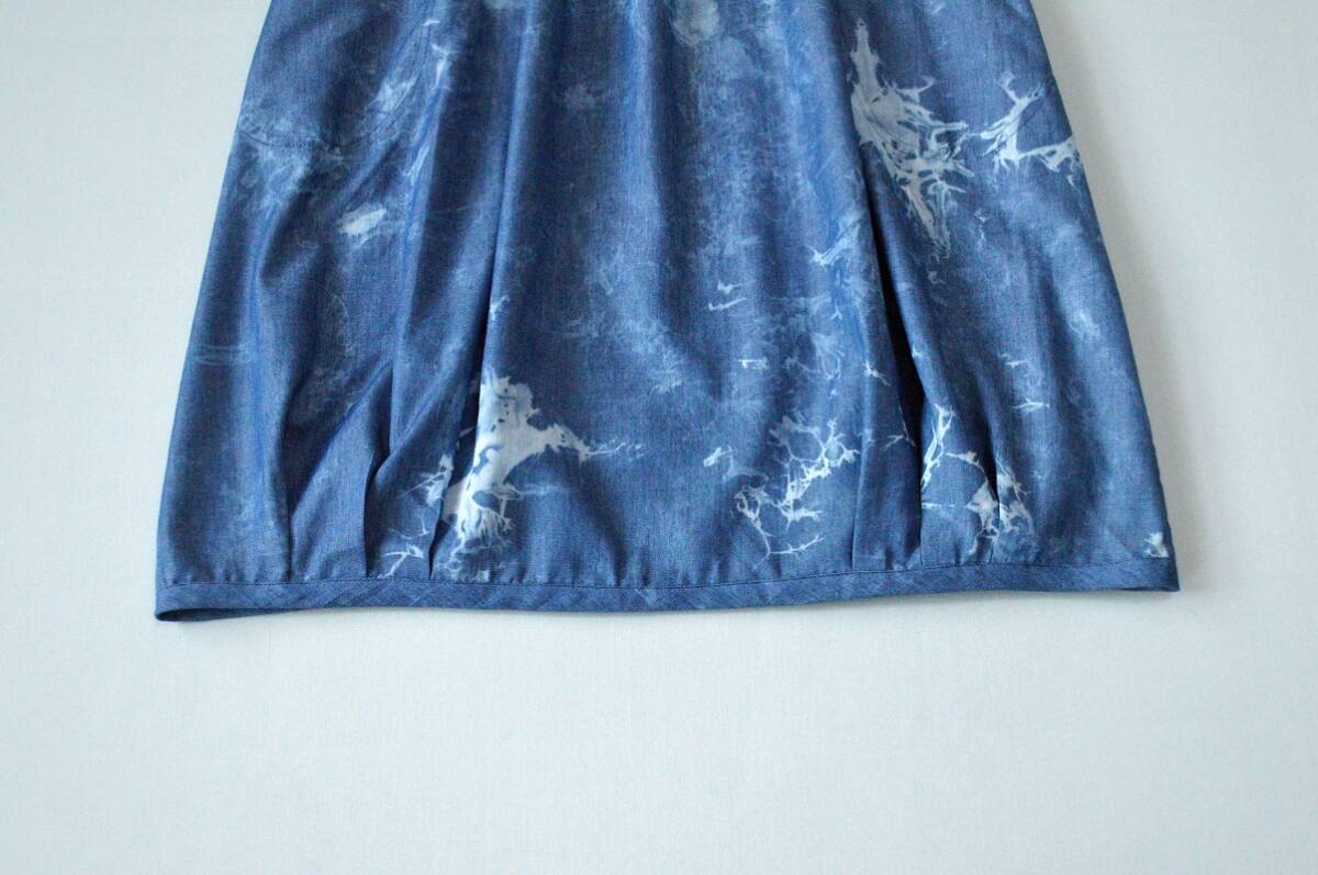 コットン100%絞り染プリント薄地ポケット付き大人可愛い八分袖ワンピース♪_画像5