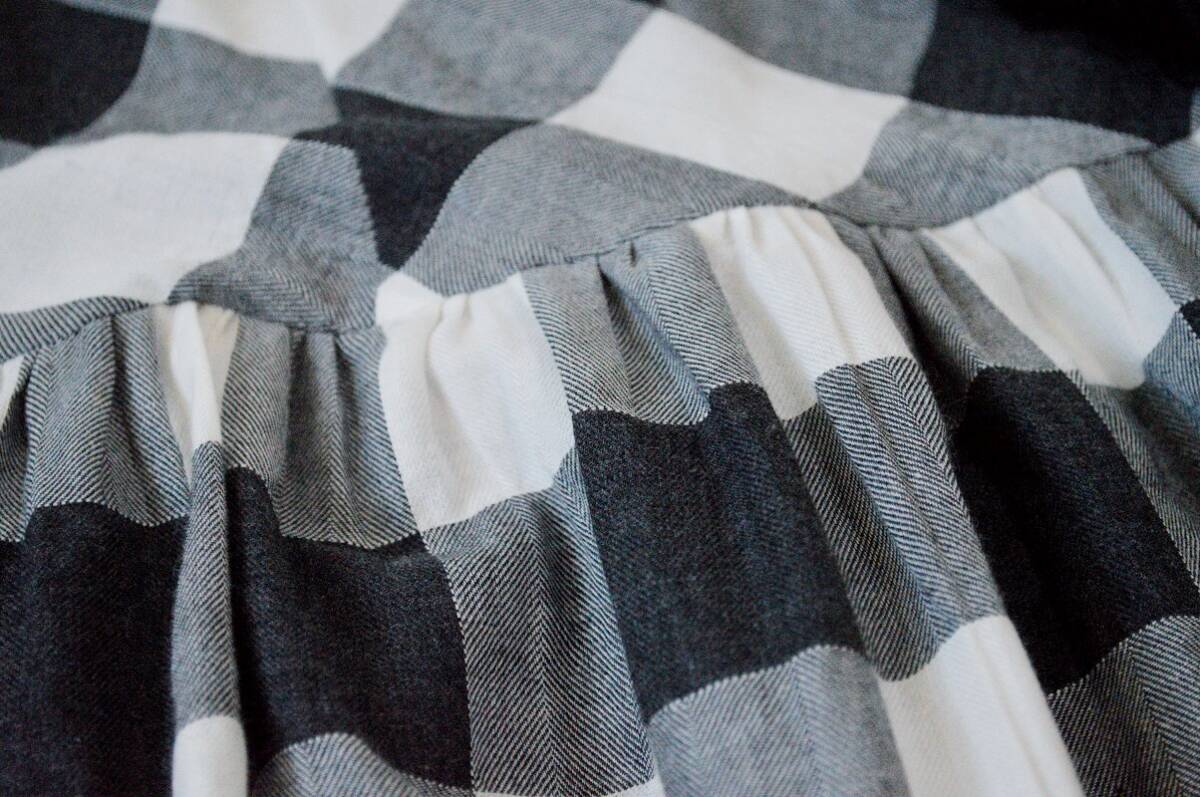 コットン100%チェック柄フリル付きポケットあり大人可愛い七分袖カシュクールワンピース♪_画像6