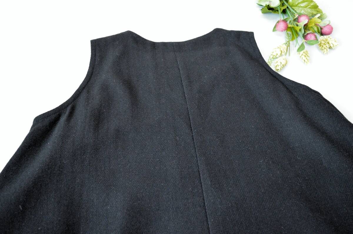 総裏付きウール混両脇ポケット付きシンプルなノースリーブワンピース♪_画像7