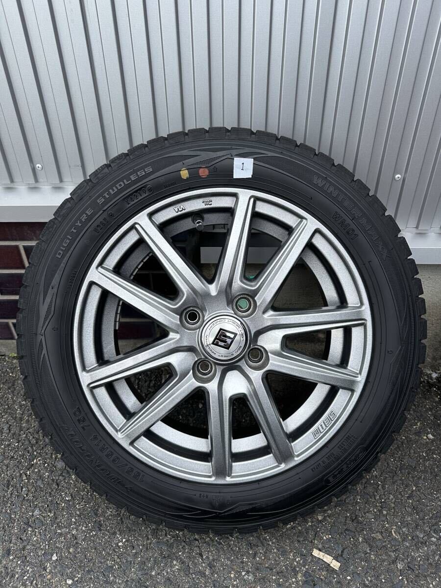 バリ山 スタッドレスタイヤホイールセット DUNLOP ウインターマックス WM01 155/65R14 ホイールSEIN(共豊)PCD100 4穴インセット45_画像2