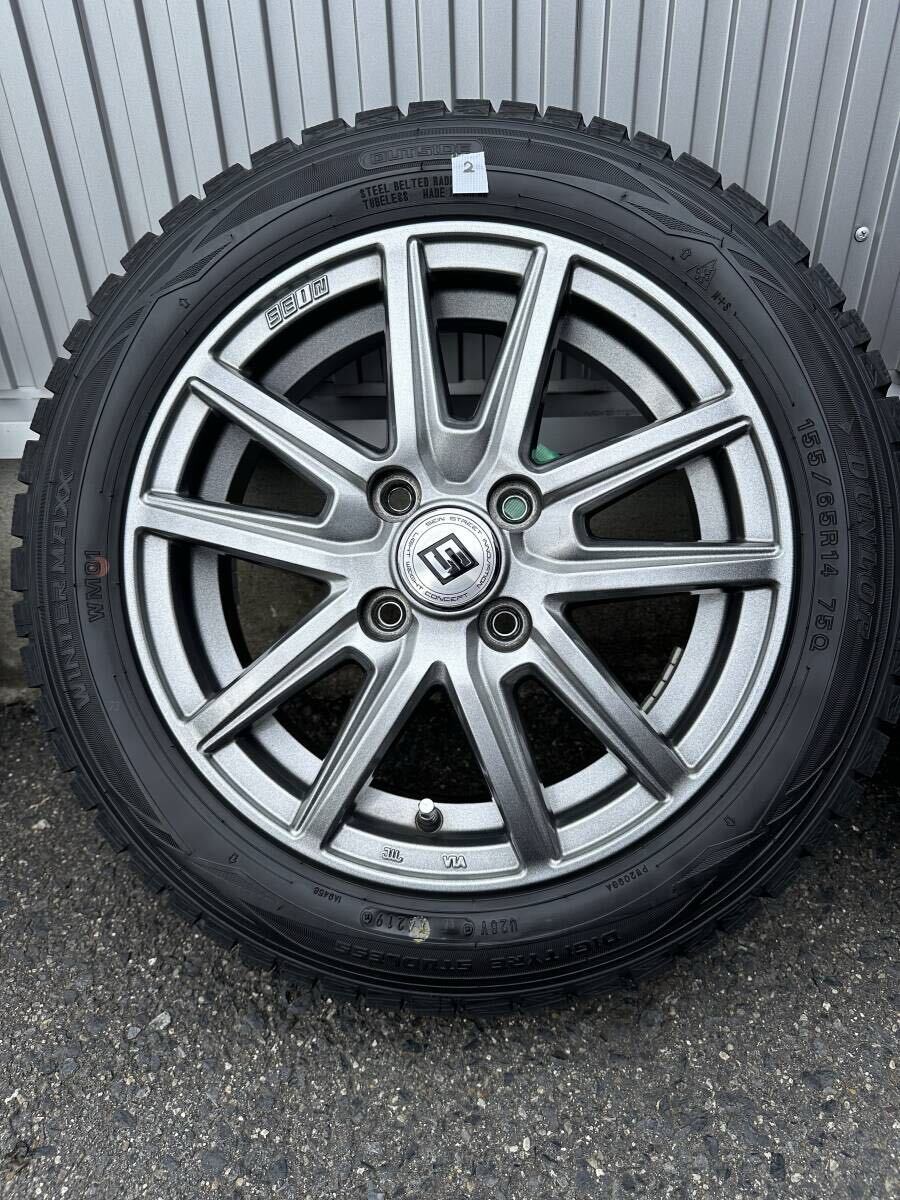 バリ山 スタッドレスタイヤホイールセット DUNLOP ウインターマックス WM01 155/65R14 ホイールSEIN(共豊)PCD100 4穴インセット45_画像3