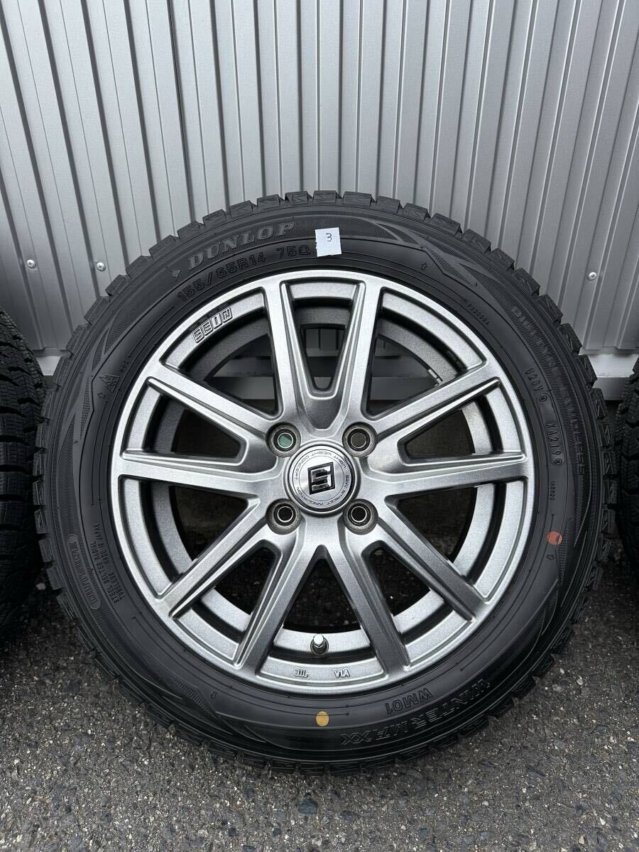 バリ山 スタッドレスタイヤホイールセット DUNLOP ウインターマックス WM01 155/65R14 ホイールSEIN(共豊)PCD100 4穴インセット45_画像4