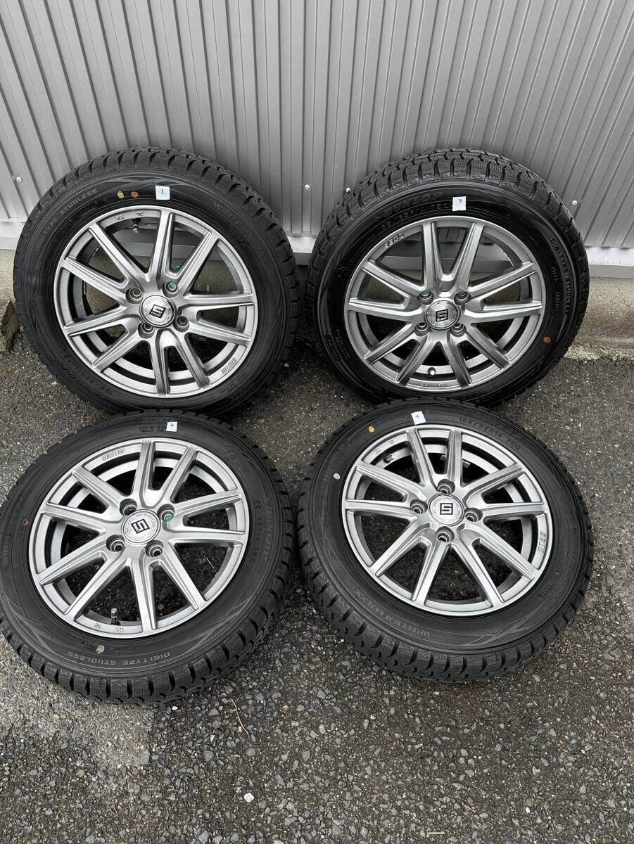 バリ山 スタッドレスタイヤホイールセット DUNLOP ウインターマックス WM01 155/65R14 ホイールSEIN(共豊)PCD100 4穴インセット45_画像1