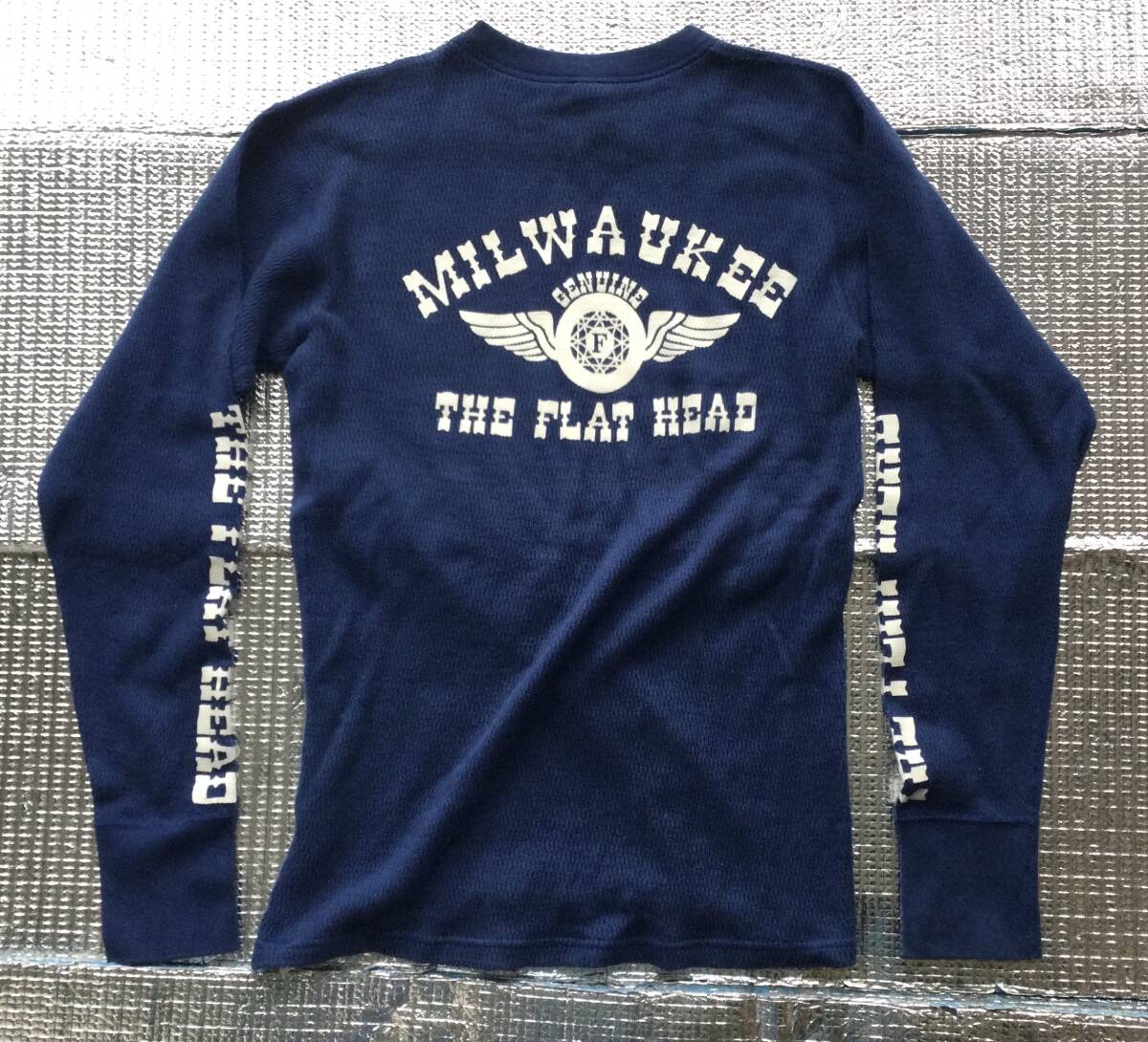  сделано в Японии [ THE FLAT HEAD* термический вафля long футболка * Mill War ключ рисунок * Flat Head ] Восток McCoy's 