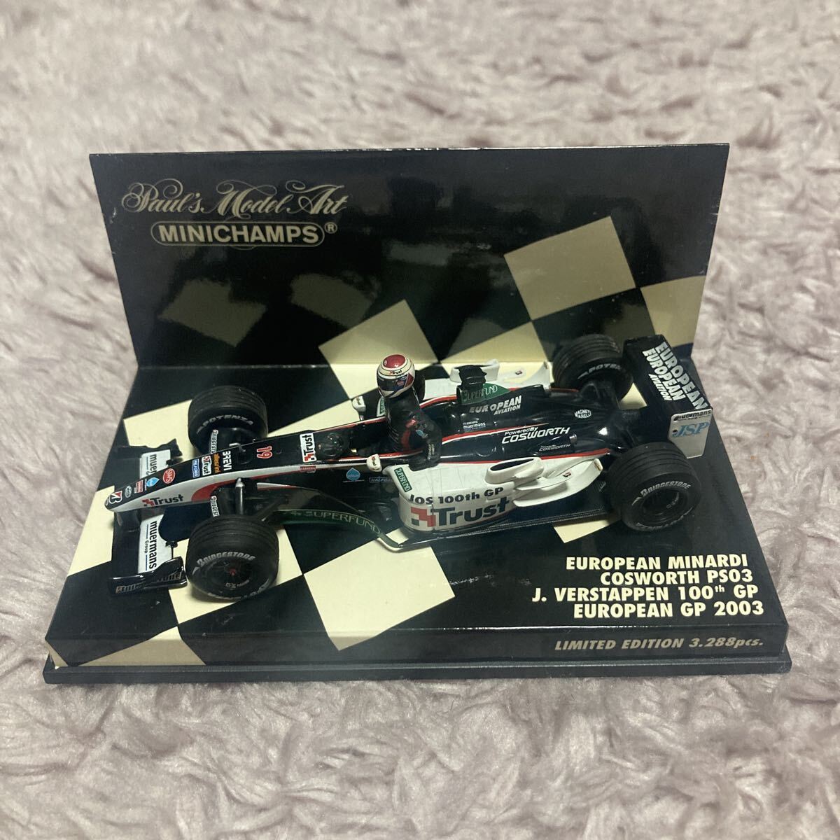 PMA 1/43 ミナルディ PS03 J.フェルスタッペン 100戦記念 コスワース 2003 ミニチャンプス MINARDI VERSTAPPEN ヨーロピアン 限定 F1_画像1
