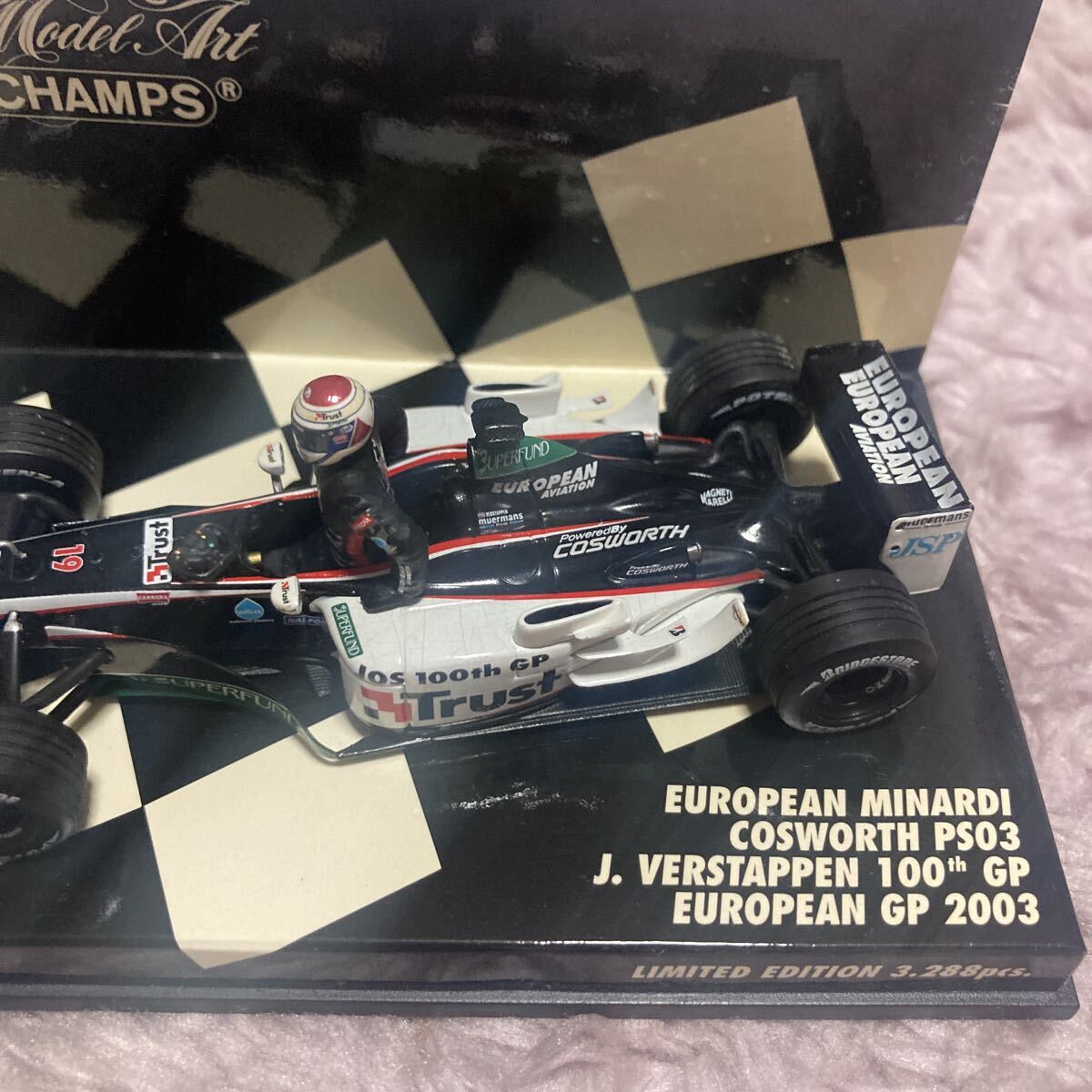 PMA 1/43 ミナルディ PS03 J.フェルスタッペン 100戦記念 コスワース 2003 ミニチャンプス MINARDI VERSTAPPEN ヨーロピアン 限定 F1_画像4