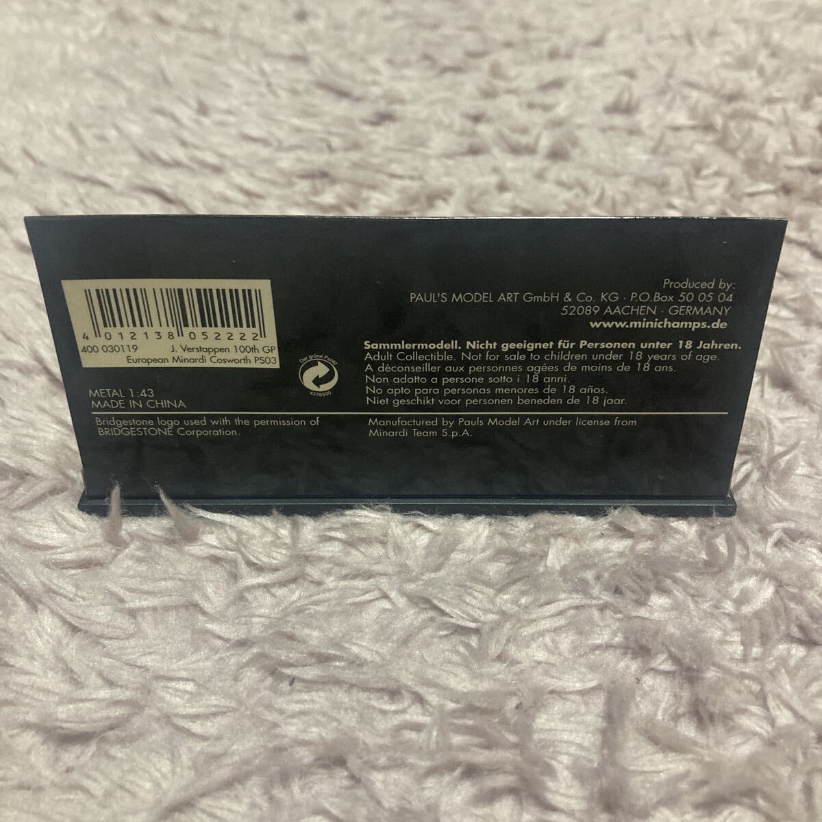 PMA 1/43 ミナルディ PS03 J.フェルスタッペン 100戦記念 コスワース 2003 ミニチャンプス MINARDI VERSTAPPEN ヨーロピアン 限定 F1_画像6