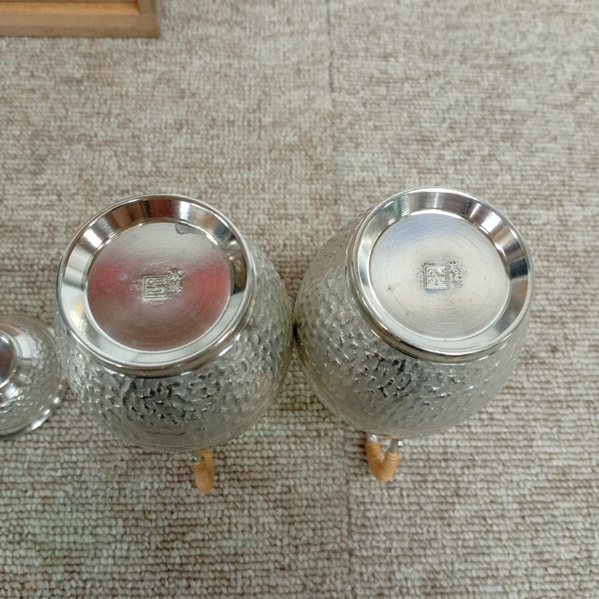 usB-860 錫製 本錫 酒器セット お猪口 とっくり 酒器揃 狼華 錫半造 約480g 現状品_画像4