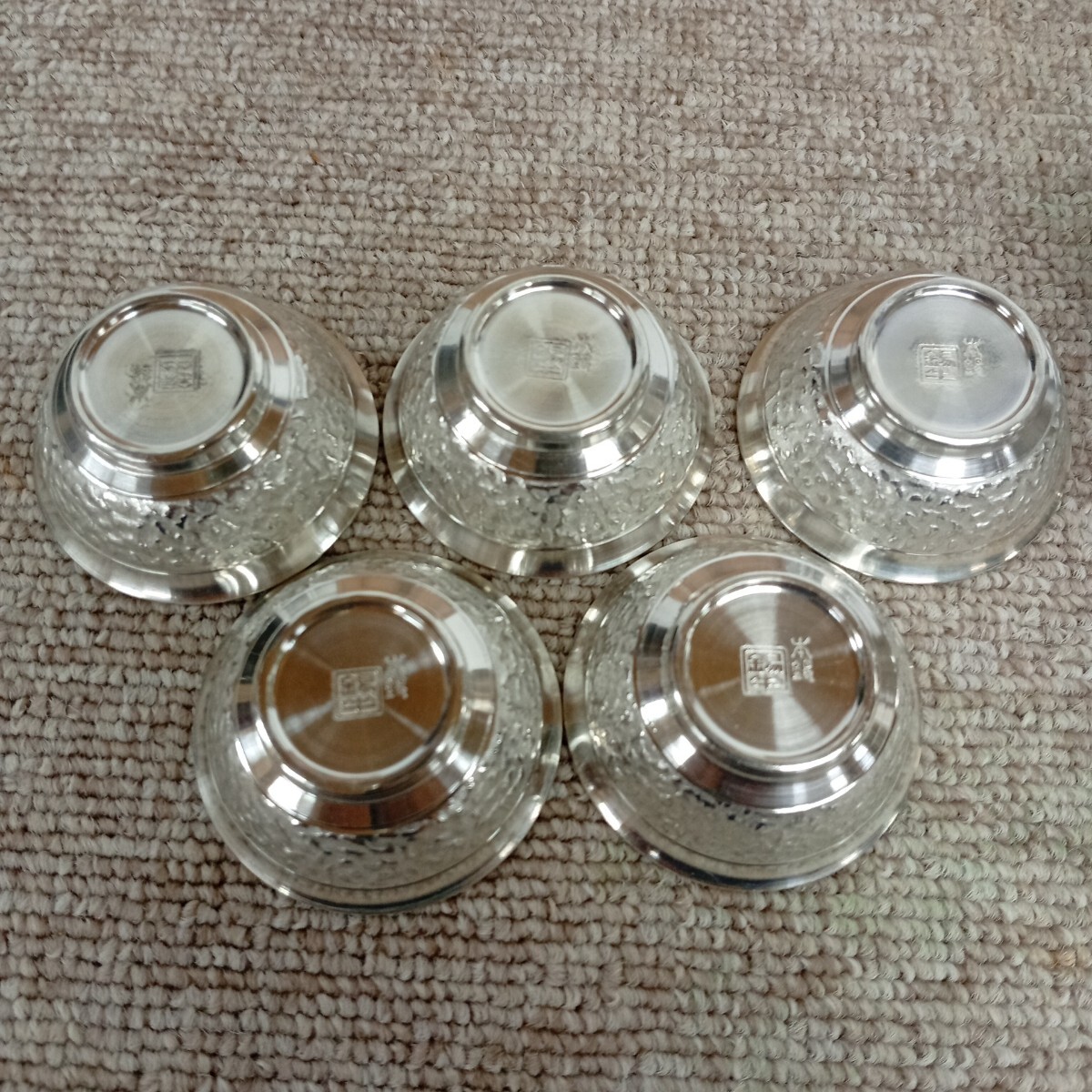 usB-860 錫製 本錫 酒器セット お猪口 とっくり 酒器揃 狼華 錫半造 約480g 現状品_画像5