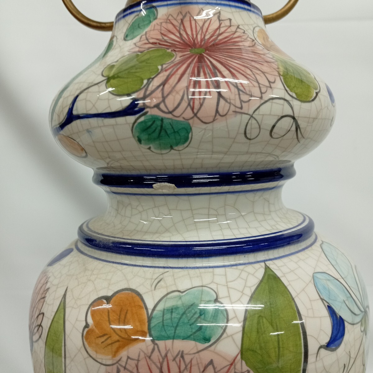 usB-867 テーブルランプ 照明 花柄 インテリア ナイトスタンド ランプ アンティーク 照明器具 傘なし 点灯確認済 現状品 高さ約43cm_画像5