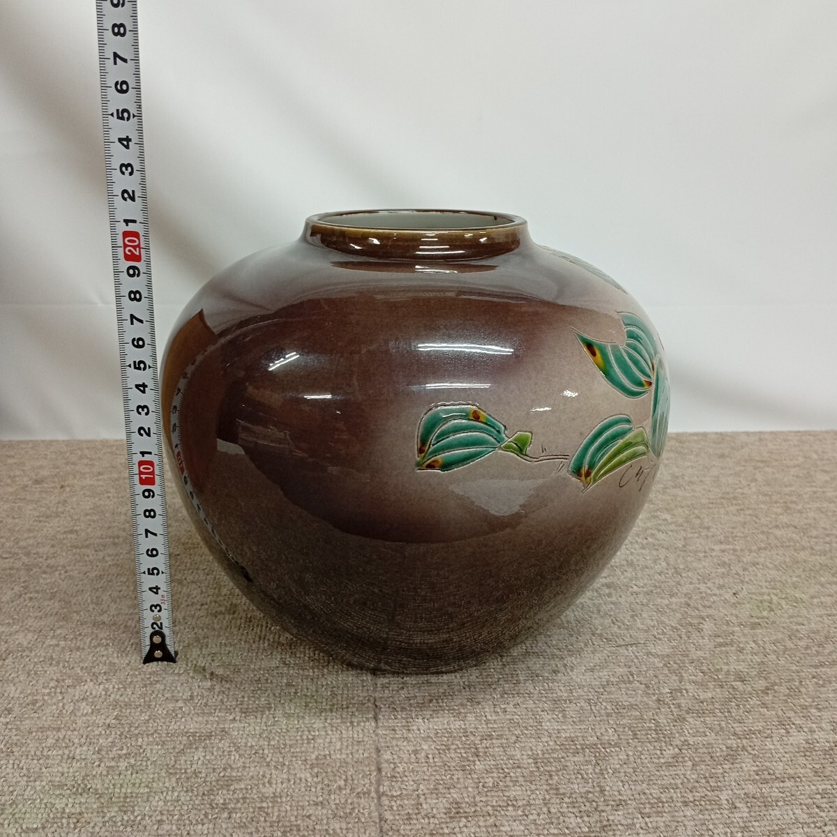 usB-870 九谷焼 花瓶 釉彩 九谷 健次郎作 インテリア 陶器 花器 花入_画像8