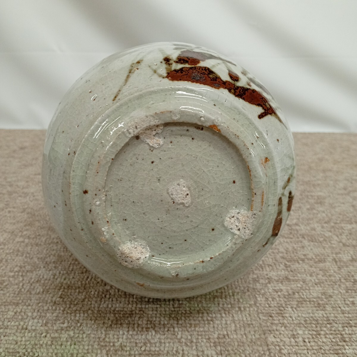 usB-873 荒川豊蔵 重要無形文化財 花瓶 忍黙平直 共箱 秋草 花入 花瓶 現状品_画像7