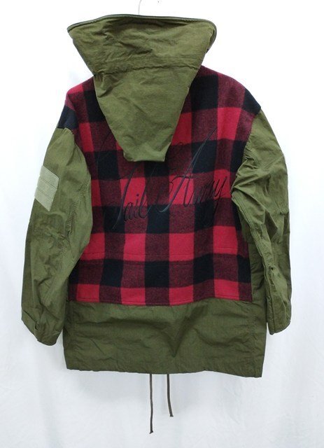 L098c [人気] JUNYA WATANABE ジュンヤワタナベ タイプライター ウールエステル ミリタリー パーカー ジャケット M カーキ | アウター N_画像2