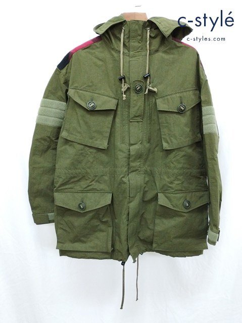 L098c [人気] JUNYA WATANABE ジュンヤワタナベ タイプライター ウールエステル ミリタリー パーカー ジャケット M カーキ | アウター N_画像1