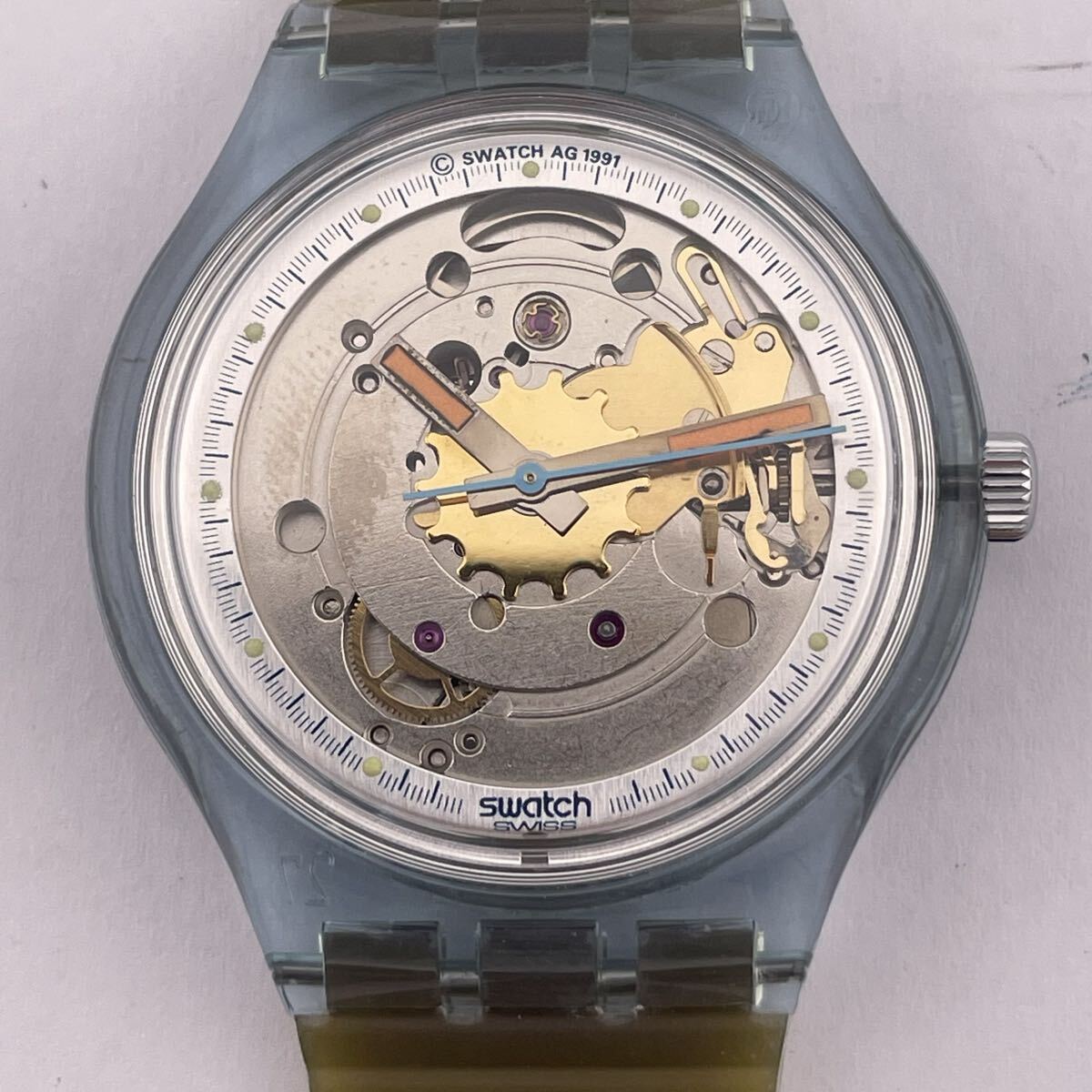 腕時計 swatch SWISS SWATCH AG 1991スケルトン 自動巻き 稼働品 ケース付き 【S84051-SJ330】_画像2