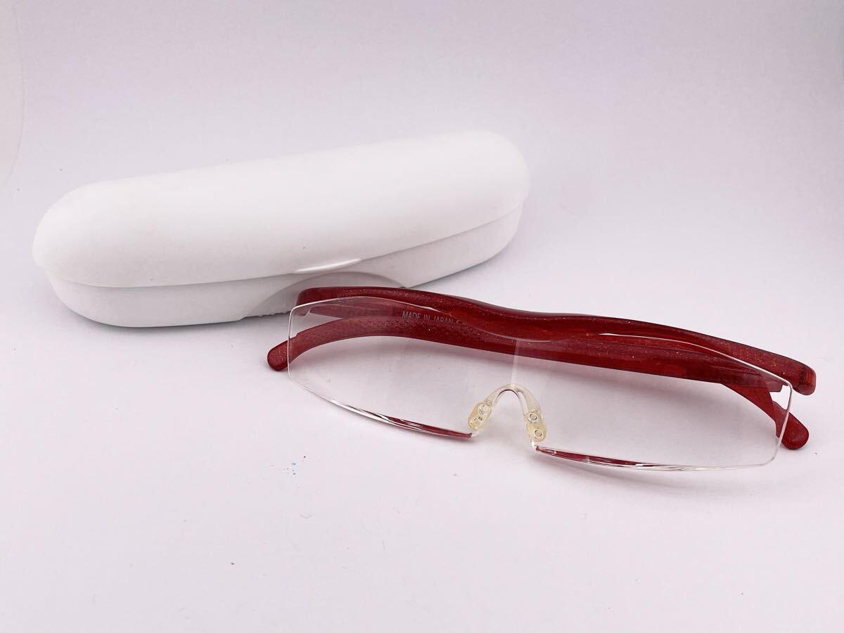 Hazuki ハズキルーペ ラージ 1.6倍 眼鏡 メガネ 赤 レッド　ケース付き　度あり【S84078-SJ334-2】_画像1
