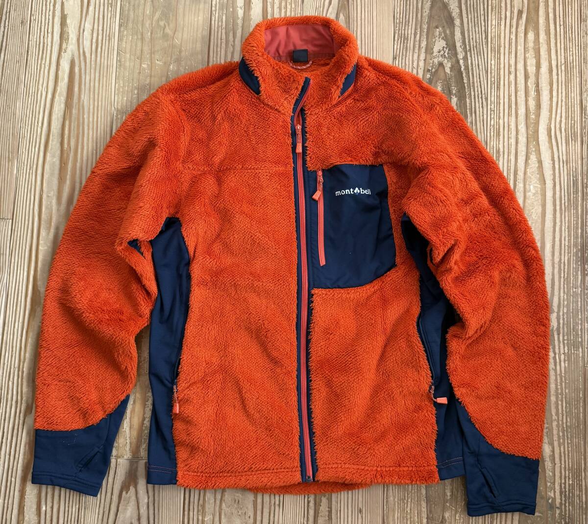 mont-bell(モンベル) クリマエア ジャケット メンズ Lサイズ オレンジ × ネイビー_画像1