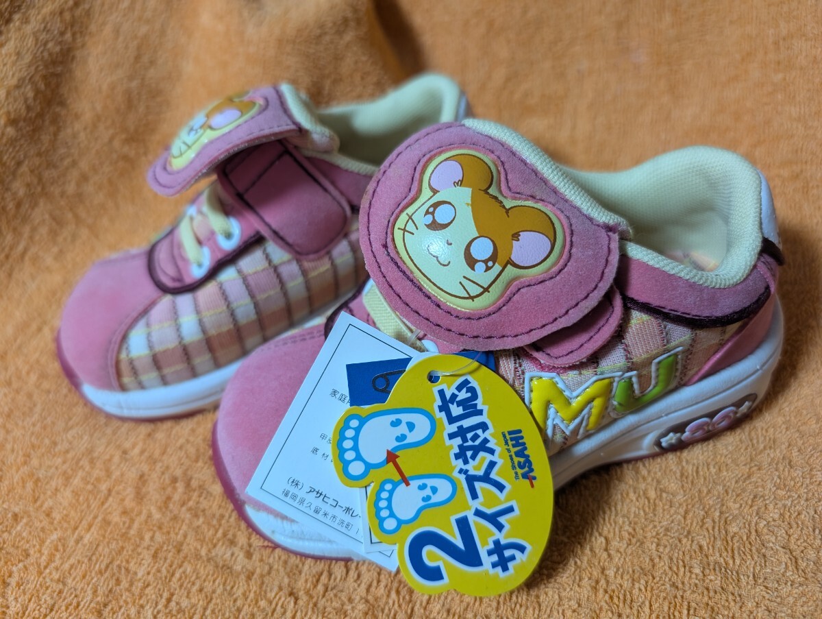 青17.5 桃15.5未使用 ハム太郎キッズスニーカーASAHI靴 長期保管品_画像8