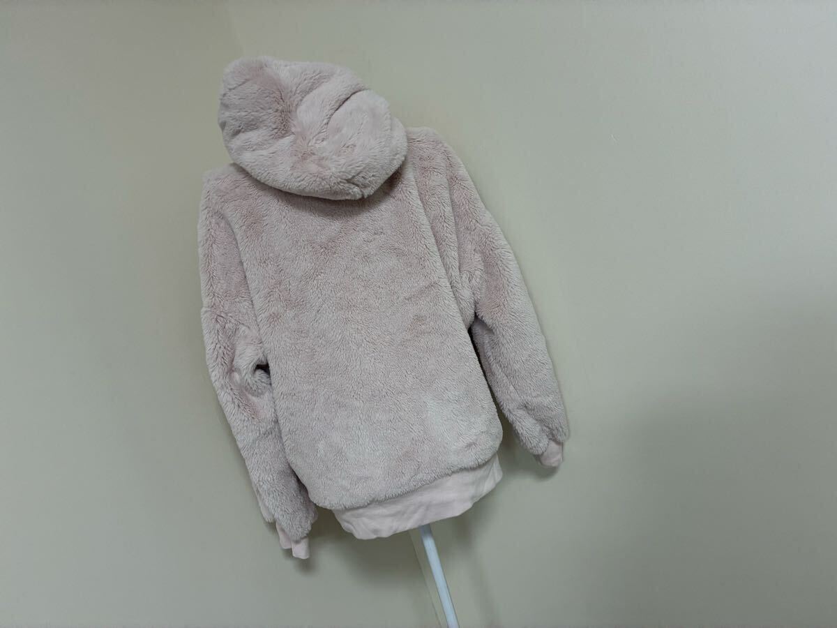 アンクルージュ☆レースアップリボン飾り袖刺繍入りファープルパーカー、上着☆used _画像8