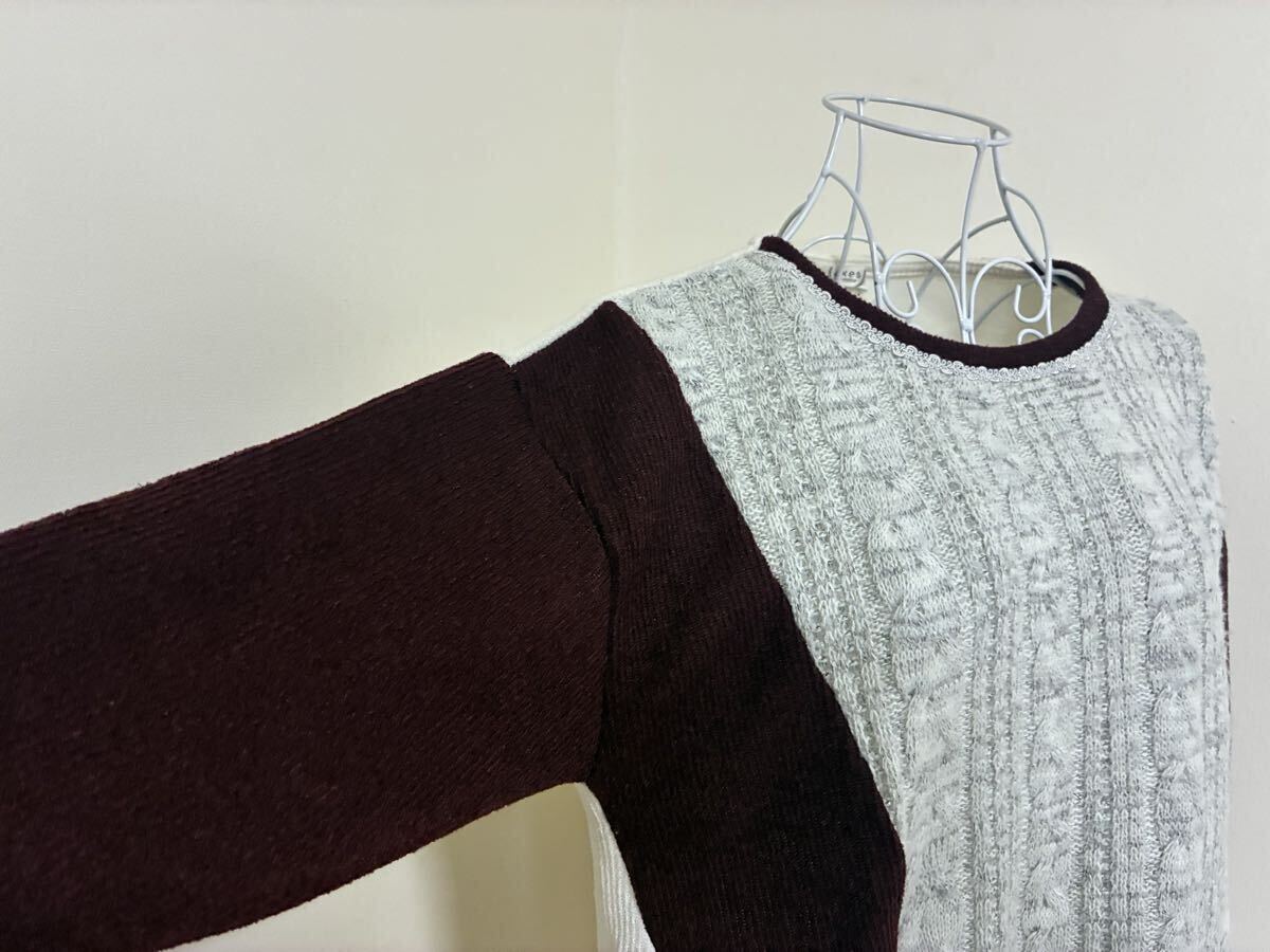 アクシーズファム☆ニット切り替えバイカラーリブプルオーバートップス☆used_画像3