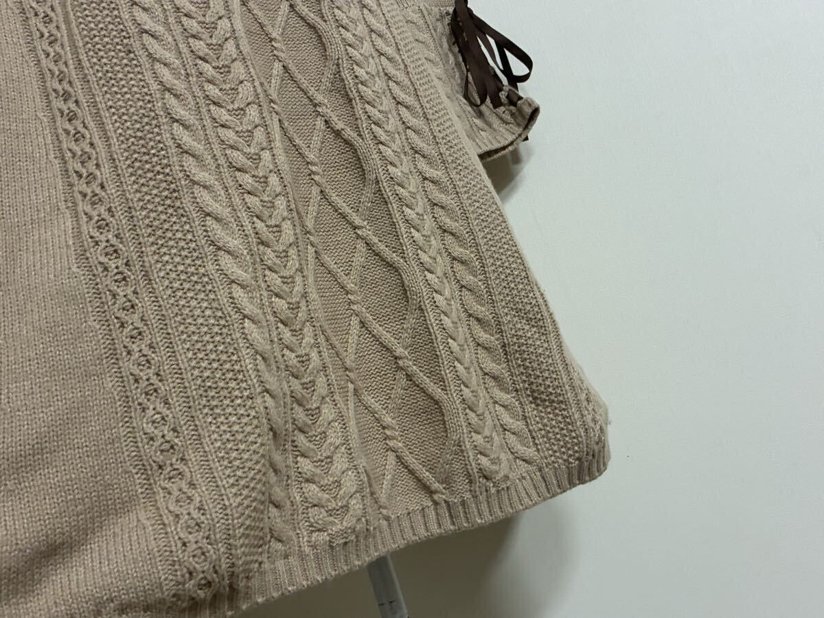 アクシーズファム☆レースアップリボン飾りケーブル編みオフショルニットチュニック、ワンピース☆used _画像5