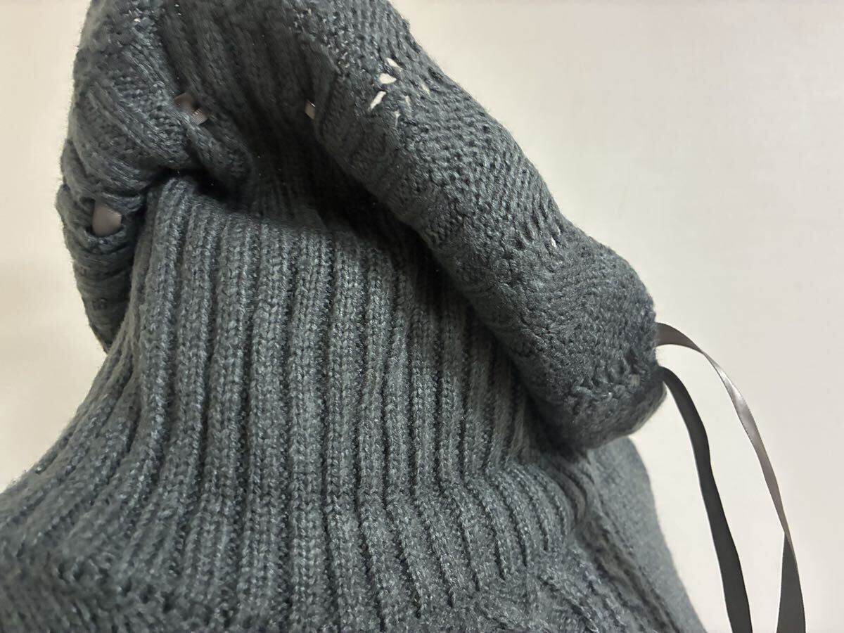 アクシーズファム☆サテンリボン入りケーブル編みオフタートルニット、トップス、セーター☆used _画像3