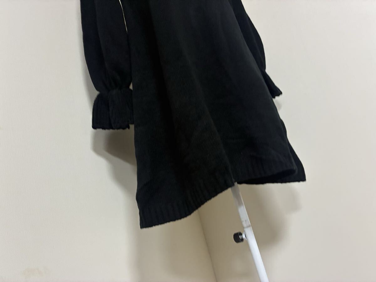 アクシーズファム☆おリボン.フリル飾り配色ニットワンピース☆used _画像6