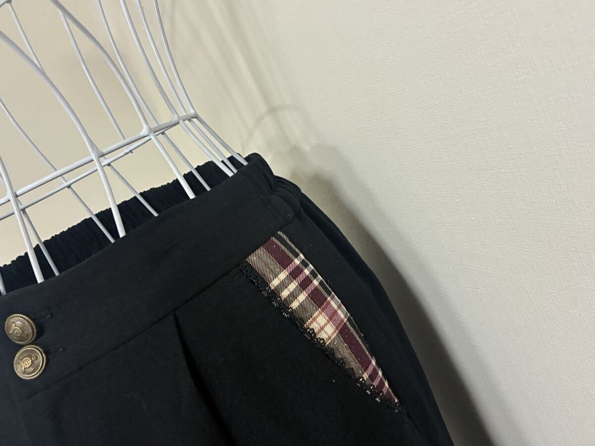 アクシーズファム☆刺繍飾りチェック切替ワイドパンツ、ロングワイドパンツ☆used _画像4