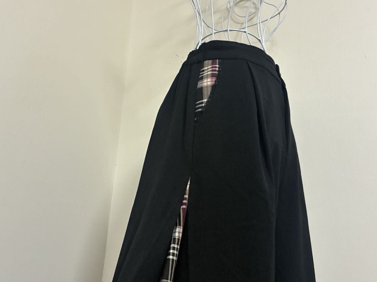 アクシーズファム☆刺繍飾りチェック切替ワイドパンツ、ロングワイドパンツ☆used _画像5