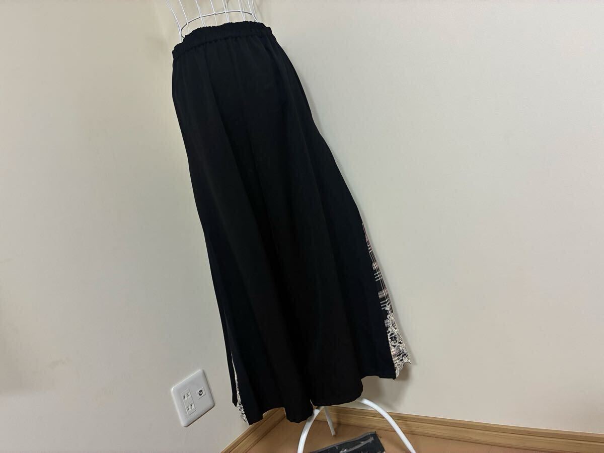 アクシーズファム☆刺繍飾りチェック切替ワイドパンツ、ロングワイドパンツ☆used _画像8