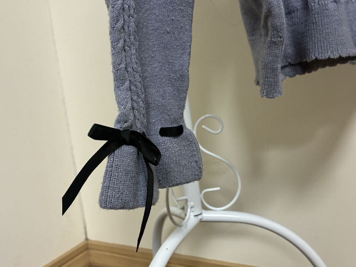 アクシーズファムキッズ☆ヨークリボンフリルニット、セーター、トップス☆used 140LL_画像5