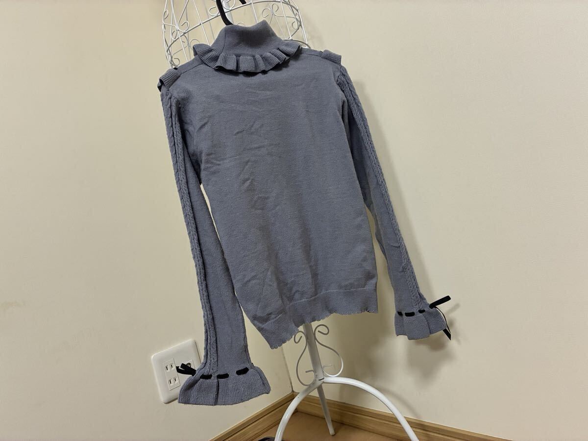アクシーズファムキッズ☆ヨークリボンフリルニット、セーター、トップス☆used 140LL_画像6