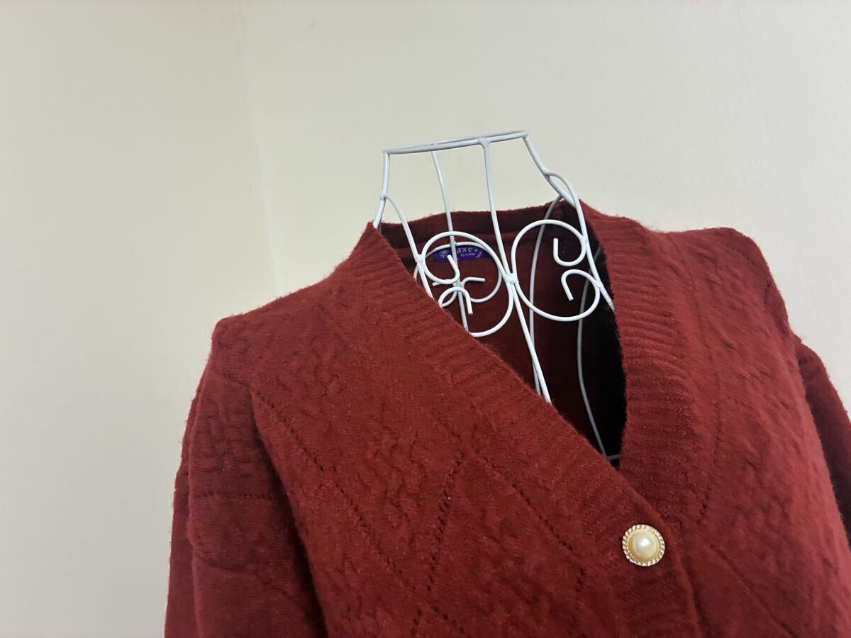 アクシーズファム☆ダイヤ調模様編みカーディガン、上着☆used _画像3