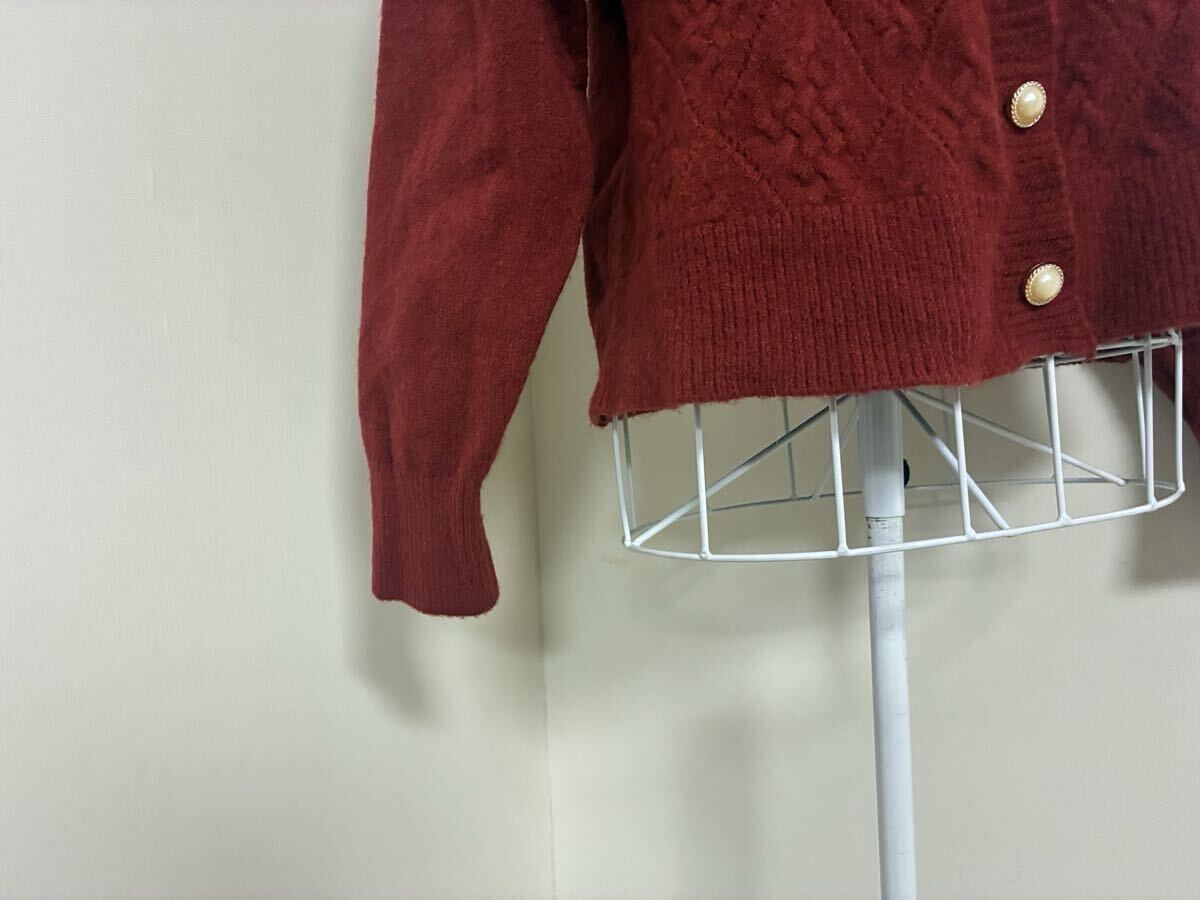 アクシーズファム☆ダイヤ調模様編みカーディガン、上着☆used _画像4