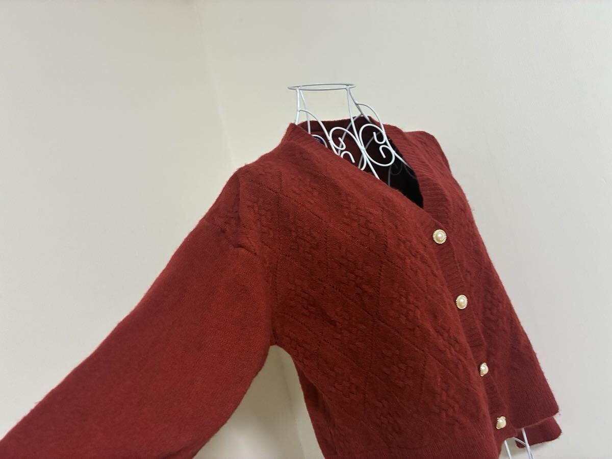 アクシーズファム☆ダイヤ調模様編みカーディガン、上着☆used _画像5