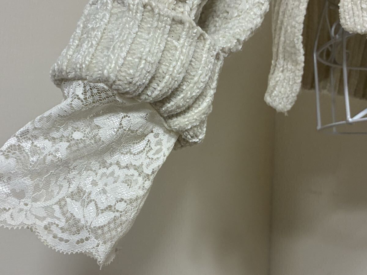 アクシーズファム☆ベロアモールニットプルオーバートップス、セーター☆used_画像6