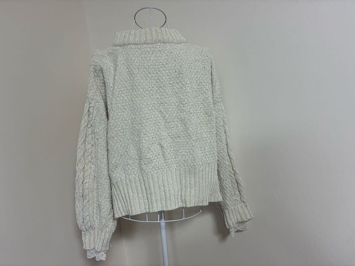 アクシーズファム☆ベロアモールニットプルオーバートップス、セーター☆used_画像8