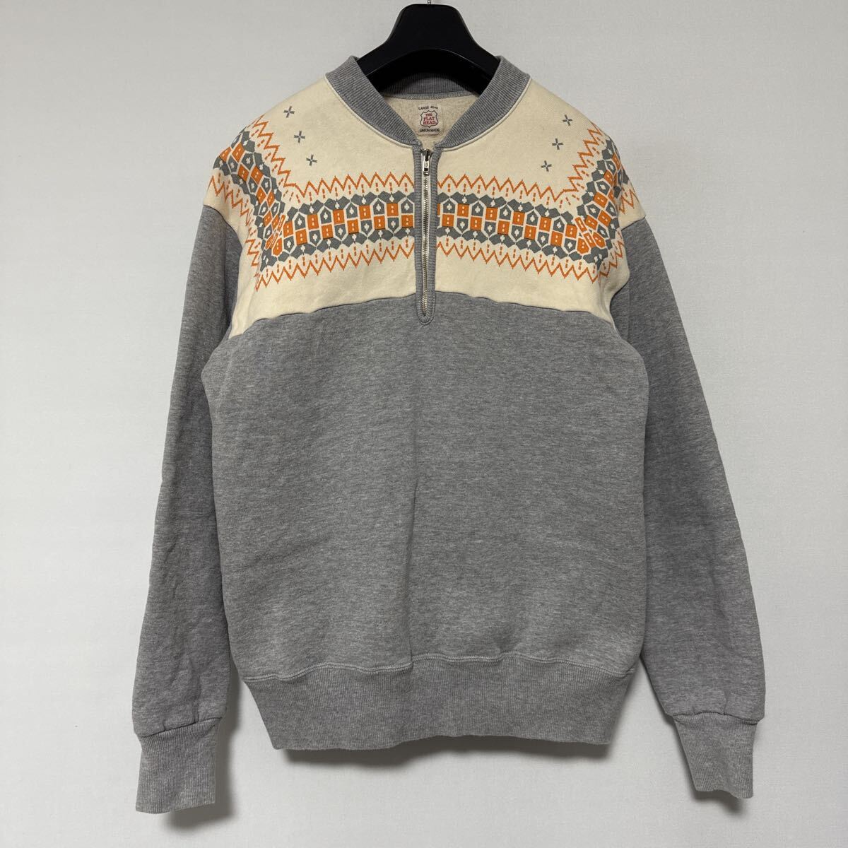  прекрасный товар FLAT HEAD снег рисунок половина Zip спортивная фуфайка L Flat Head 