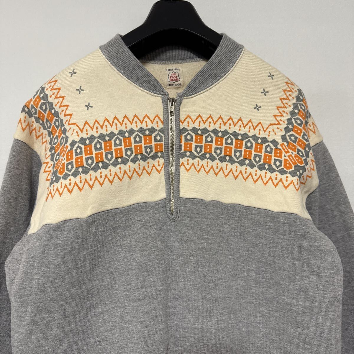  прекрасный товар FLAT HEAD снег рисунок половина Zip спортивная фуфайка L Flat Head 