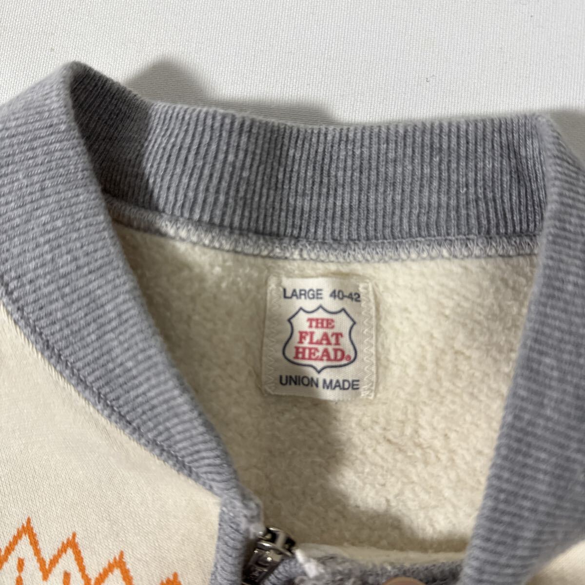  прекрасный товар FLAT HEAD снег рисунок половина Zip спортивная фуфайка L Flat Head 