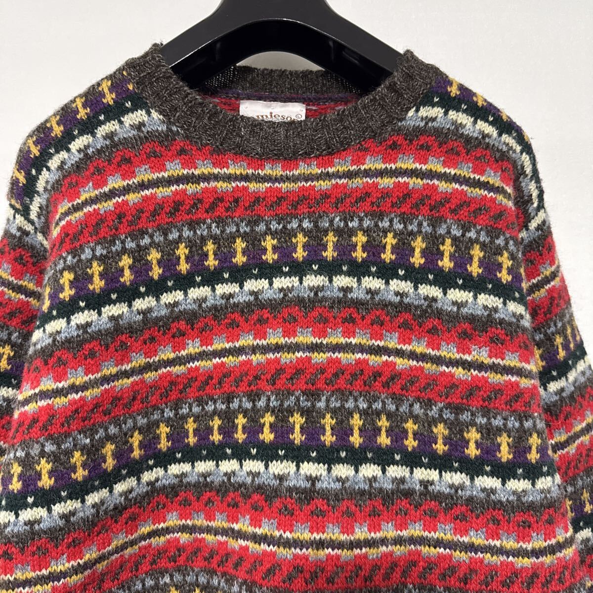 美品 スコットランド 製 ジャミーソンズ フェアアイル 柄 ウール ニット セーター L JAMIESONS wool sweater 英国 イギリス_画像2
