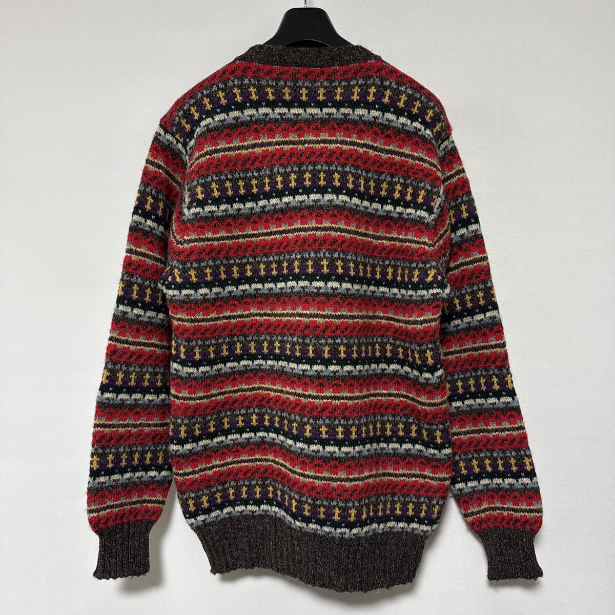 美品 スコットランド 製 ジャミーソンズ フェアアイル 柄 ウール ニット セーター L JAMIESONS wool sweater 英国 イギリス_画像3