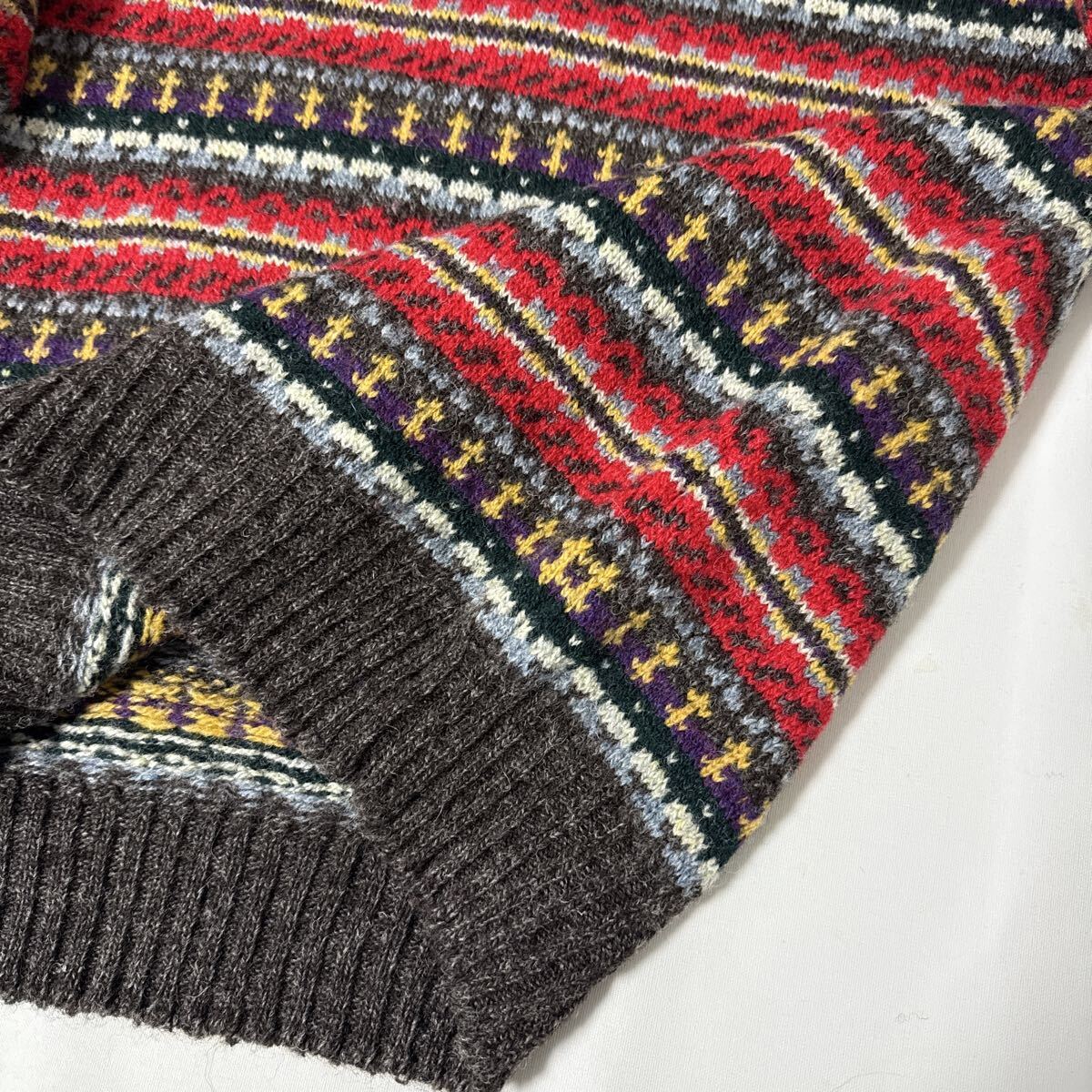 美品 スコットランド 製 ジャミーソンズ フェアアイル 柄 ウール ニット セーター L JAMIESONS wool sweater 英国 イギリス_画像8