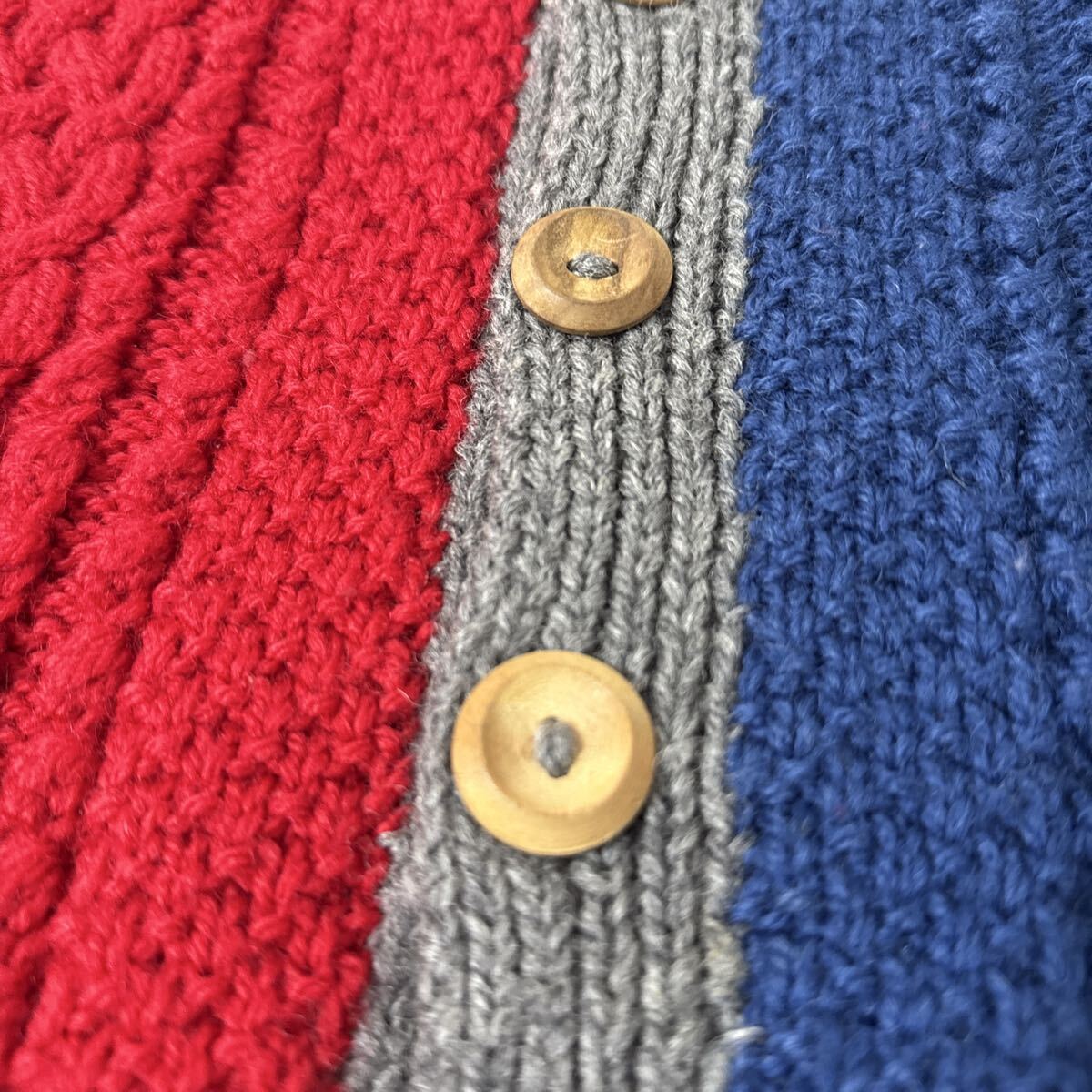 美品 スコットランド 製 INVERALLAN 4A ウール ニット カーディガン インバーアラン ケーブル編み クレイジー パターン_画像10