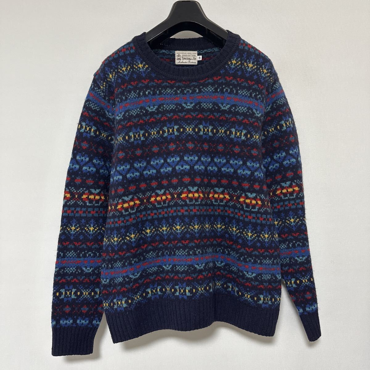美品 スコットランド 製 インバーアラン フェアアイル ウール ニット セーター 38 INVERALLAN knit sweater wool イギリス 英国_画像1