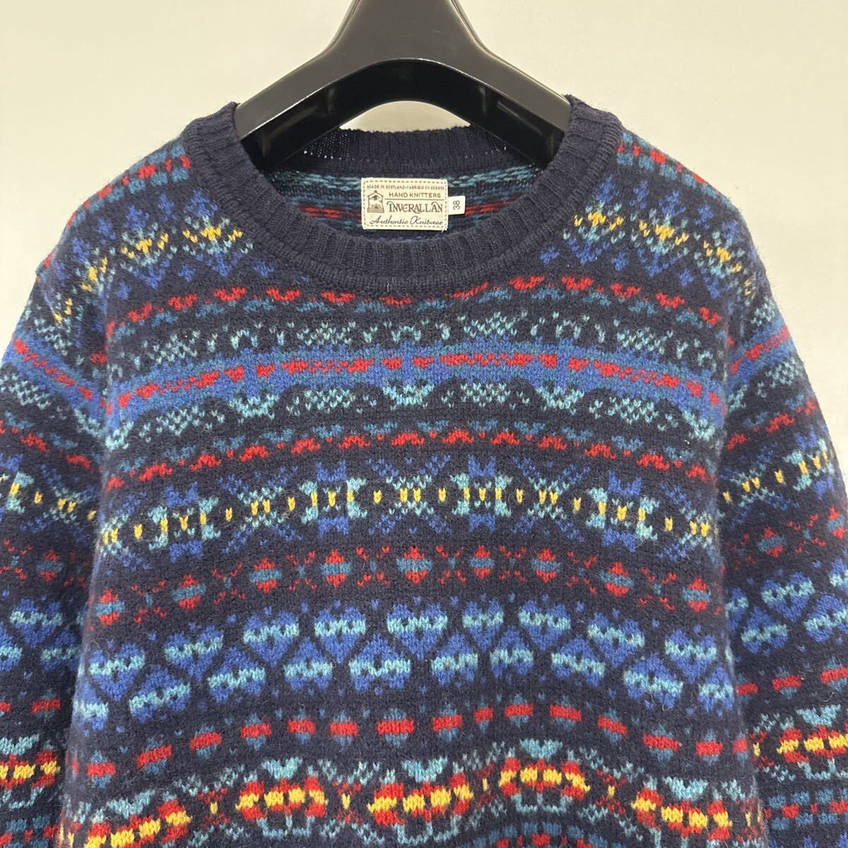 美品 スコットランド 製 インバーアラン フェアアイル ウール ニット セーター 38 INVERALLAN knit sweater wool イギリス 英国_画像2