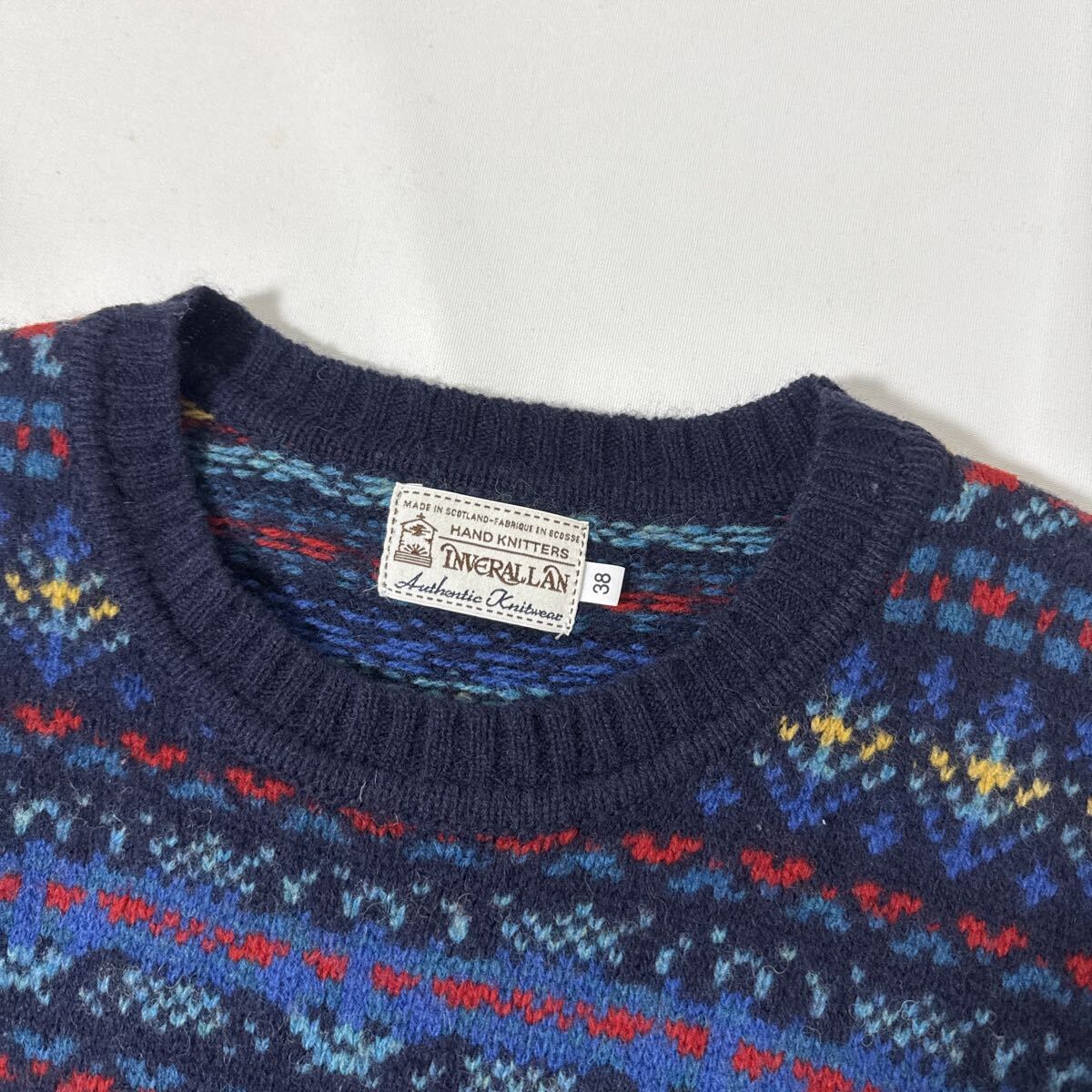 美品 スコットランド 製 インバーアラン フェアアイル ウール ニット セーター 38 INVERALLAN knit sweater wool イギリス 英国_画像4