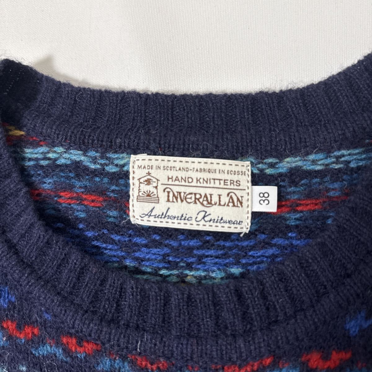 美品 スコットランド 製 インバーアラン フェアアイル ウール ニット セーター 38 INVERALLAN knit sweater wool イギリス 英国_画像5